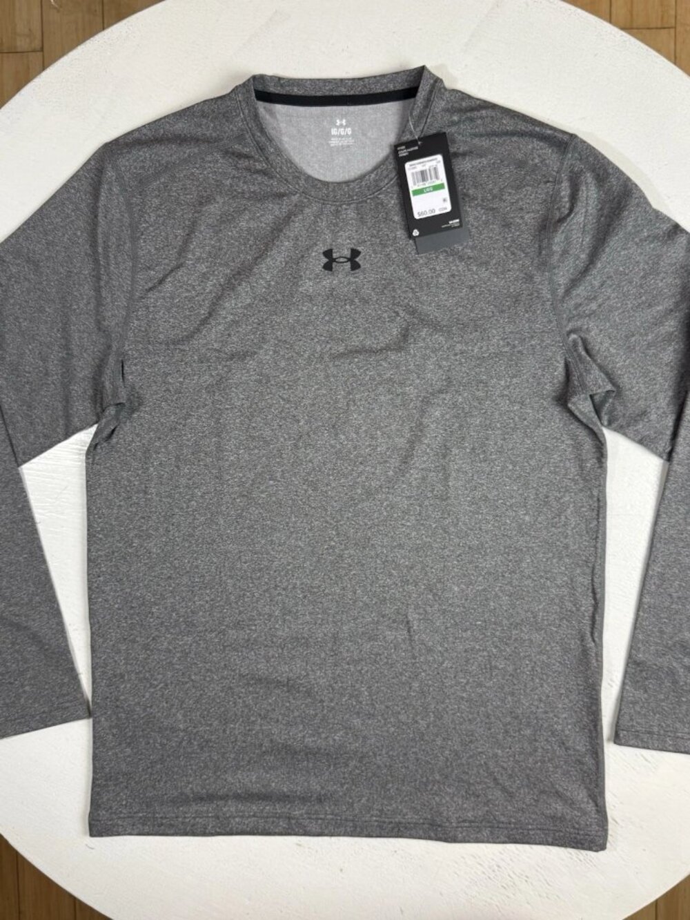 Under Armour Men Large Cold Gear Fitted Long Sleeve Crew Thermal Gray 1310989 XL